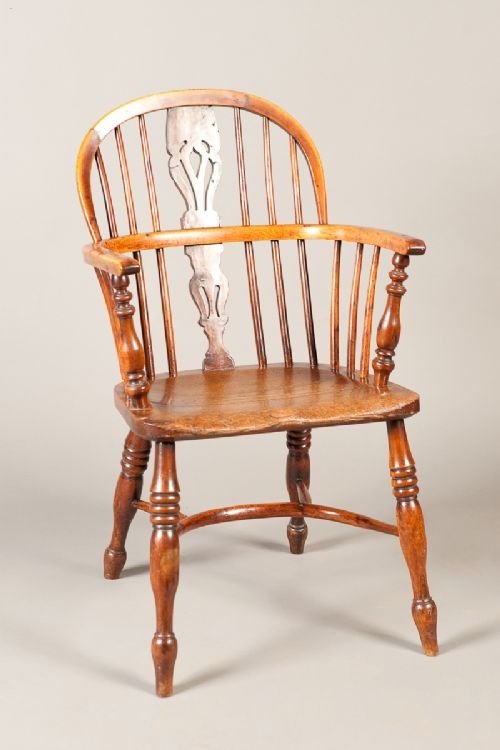 Yew Wood Low Back Windsor Armchair