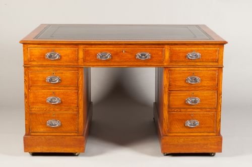 Large Oak Pedestal Desk