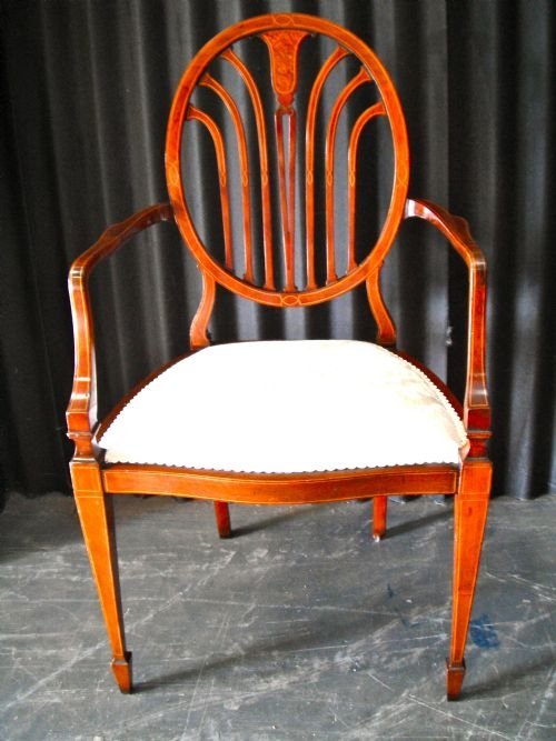 An Elegant Edwardian Mahogany Elbow Chair