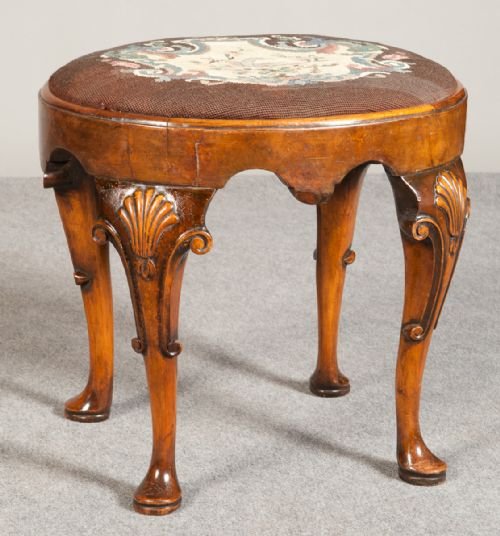 George II Style Walnut Stool.
