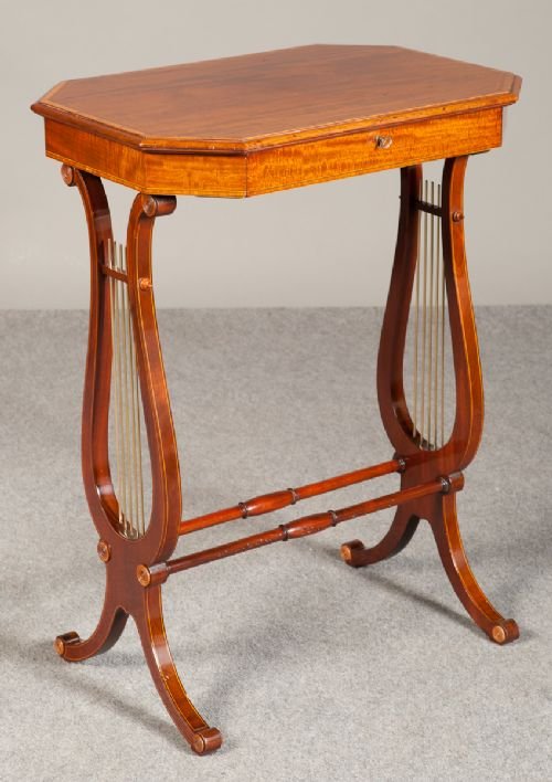 Inlaid Lyre End Table