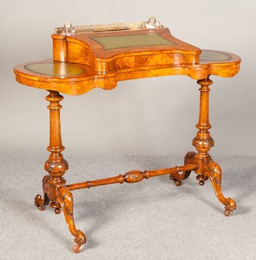 Victorian Inlaid Kidney Shaped Writing Table