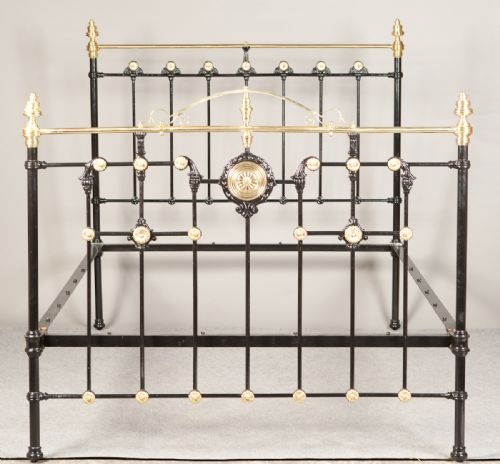 4'6" Victorian Brass and Iron Bed.