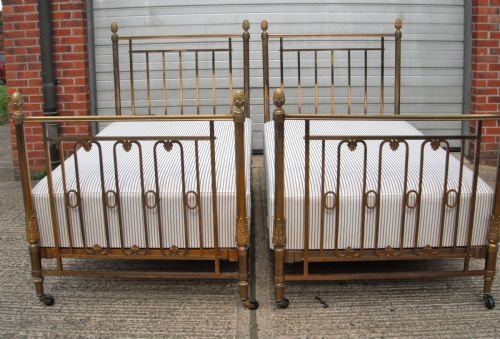 Pair of Waring & Gillows Brass Beds