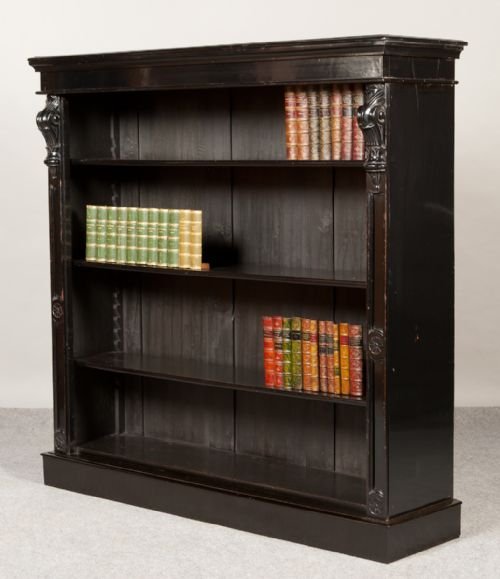 Ebonised Victorian Open Bookcase