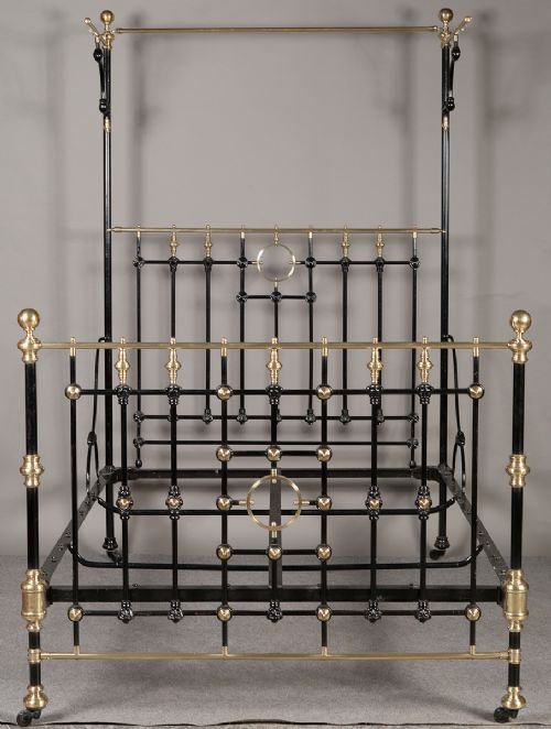 fig 1. Beautiful Victorian Brass and Iron Half Tester Bed