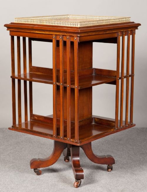 Edwardian Inlaid Revolving Bookcase