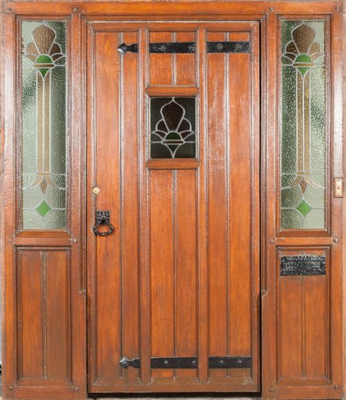 fig 1. Art Deco Leaded Glass Solid Oak Door and Surround