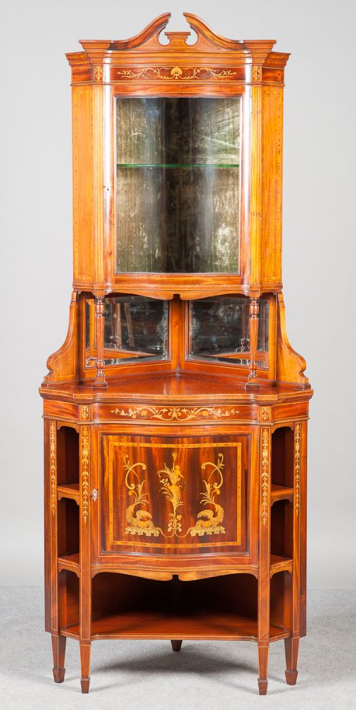 Maples Inlaid Corner Cabinet
