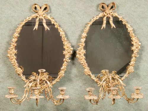 Pair of Gilded Brass Wall Mirrors