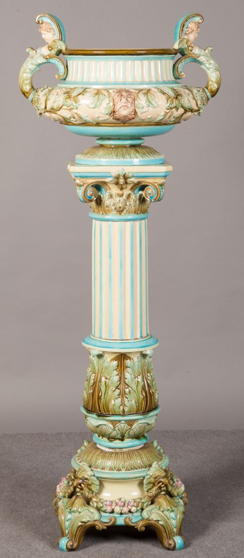 Majolica Jardiniere on Stand