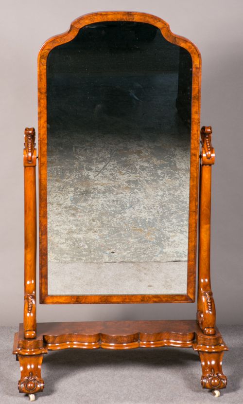 Superb Walnut Cheval Mirror