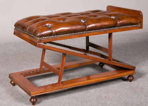 Mahogany Buttoned Leather Gout Stool