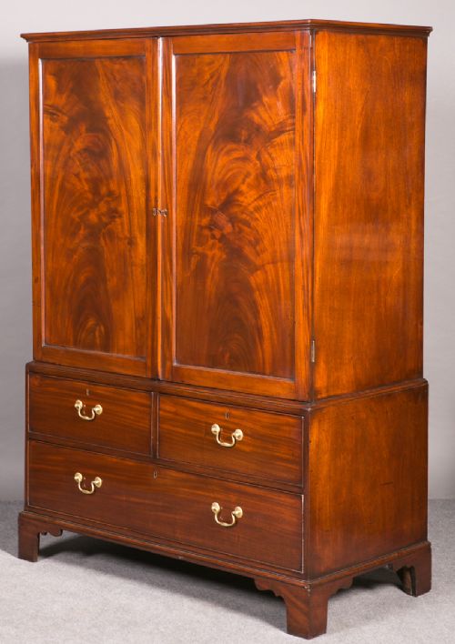 George III Mahogany Linen Press