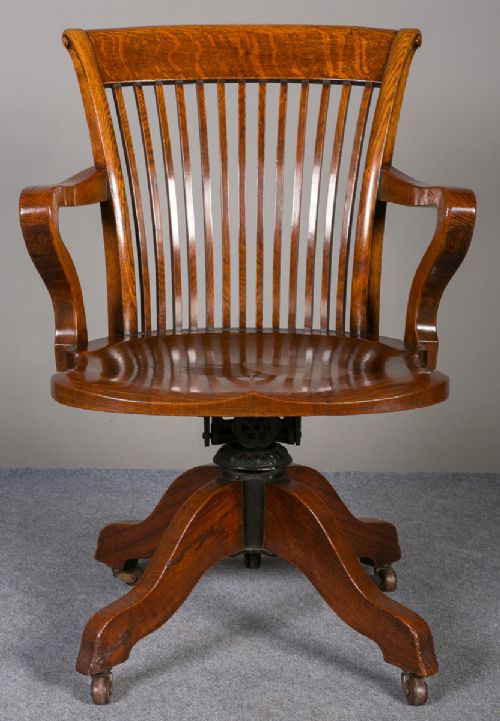 Oak Swivel & Reclining Desk Chair.