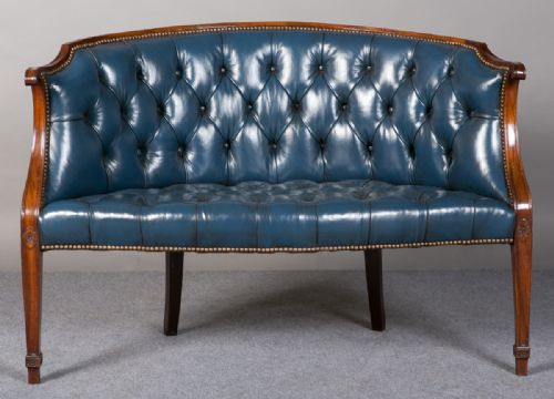 Georgian Revival Leather Settee