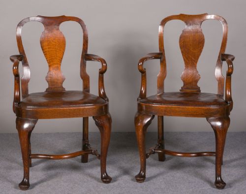 Pair of Oak Elbow Chairs