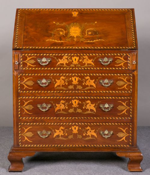 Unusual Mahogany and Inlaid Bureau