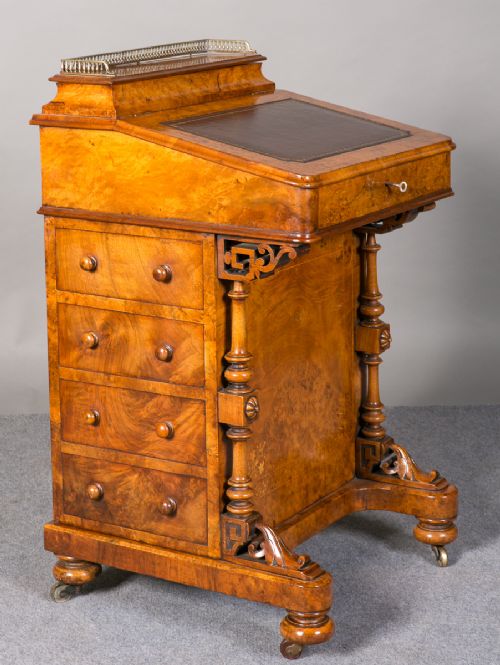 Victorian Burr Walnut and Inlaid Davenport