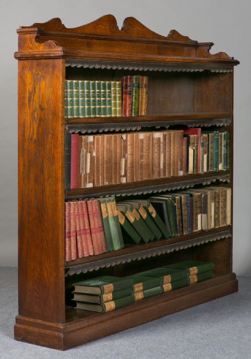Large Victorian Oak Open Bookcase