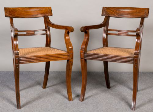 Pair Chinese Regency Style Elbow Chairs