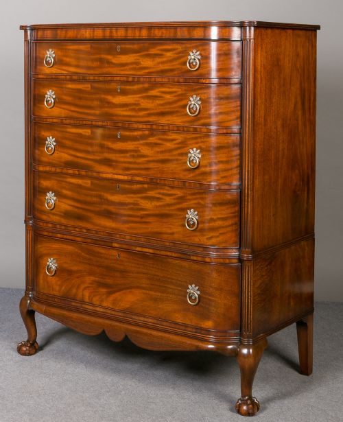 Large Regency Bow Fronted Chest on Chest