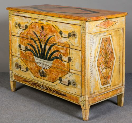 19th.c.painted Commode/chest of Drawers