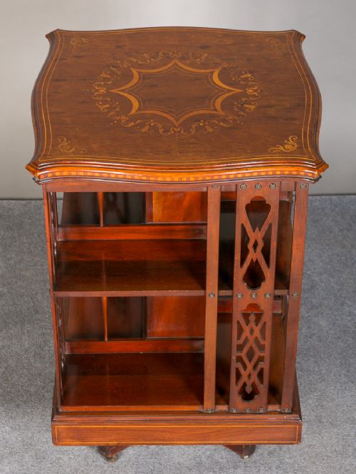Good Quality Edwardian Inlaid Revolving Bookcase