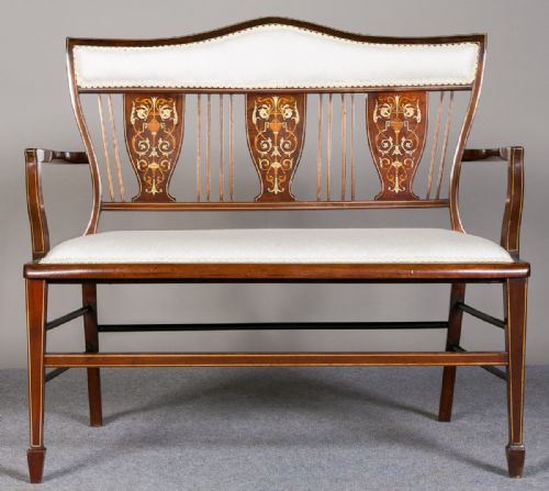 Edwardian Inlaid Mahogany Settee