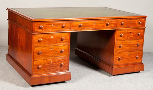 19th Century Mahogany Partners Desk
