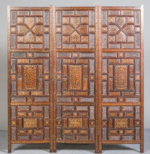 Large Copper & Brass Inlaid Screen