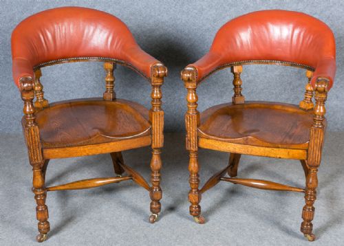 Pair of Antique Oak Desk Chairs