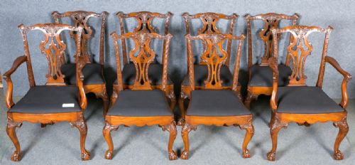 Set of 8 Superior Chippendale Dining Chairs
