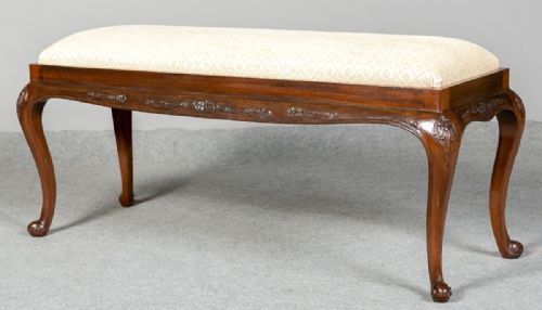 Edwardian Mahogany Window Seat / Duet Stool