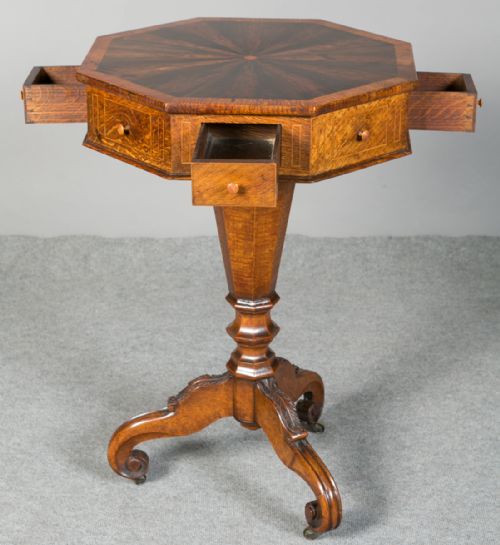 Unusual Small Oak and Coromandel Drum Table