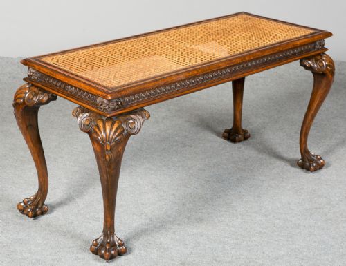 Large Walnut Claw and Ball Window Seat/stool