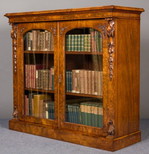 Superior Quality Victorian Burr Walnut Bookcase