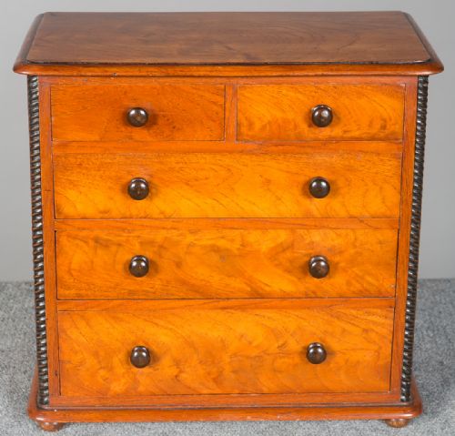 Miniature Walnut Apprentice Chest of Drawers.