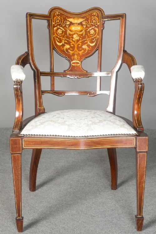 Attractive Edwardian Inlaid Elbow Chair