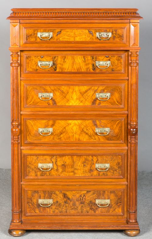 Superb Walnut Wellington Chest of Drawers
