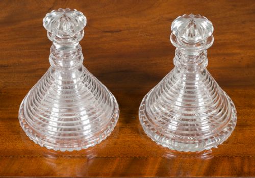 Pair of Good Quality Cut Glass Ship's Decanters