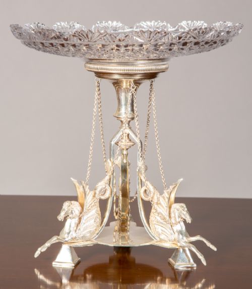 Silver Plated and Cut Glass Table Centrepiece