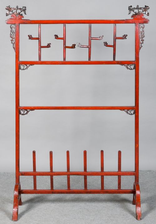 Chinese Red Lacquered Hall Stand/clothes Hanger