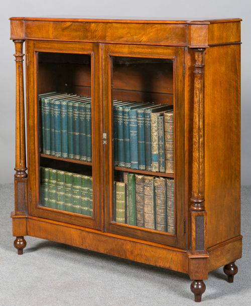 Walnut  2 Door Dwarf Bookcase
