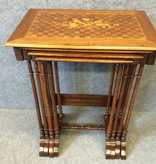 Marquetry Inlaid Nest of 4 Tables