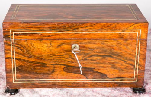 Regency Brass Inlaid Tea Caddy