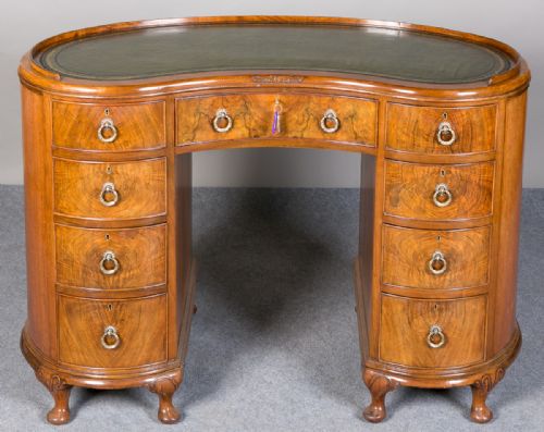 Walnut Kidney Shaped Desk