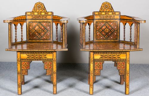 Pair of "Damascus" Syrian Armchairs