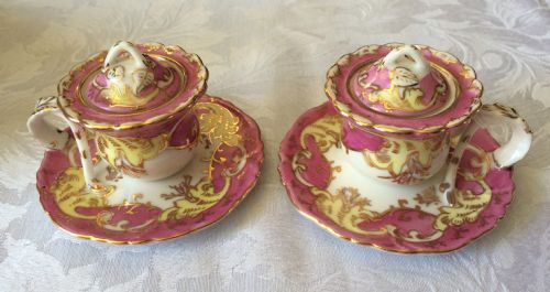 Pair of English Porcelain Chamber Ink Pots