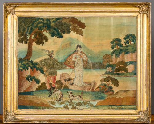 Silk & Wool Embroidered Picture "Lady of the Lake"